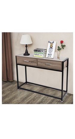 Dpoticus Console Entryway Sofa Coffee Tables Drawers Entryway Hallway Foyer,Metal, Oak Black - Greattopfurniture
