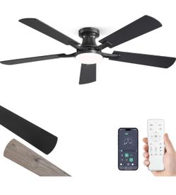 52 Inch Ceiling Fans with Lights, Remote&App Control, Flush Mount new in box $65