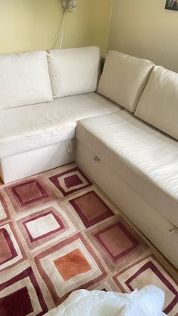 Sleeping sofa bad L size with storage and 5 pillows
