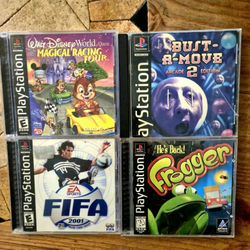 PS1 Games Lot - Disney Magical Racing Tour, Bust-A-Move 2, FIFA 2001, Frogger