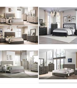 4- Pc Bedroom set Dresser,Mirror  Nightstand (1) Queen size bed frame  Not including Mattress and Box Sp