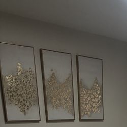 Living Room Set Gold Pictures && A Gold Body Mirror 