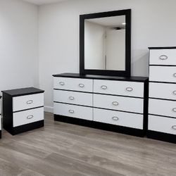 Dresser with Mirror, Chest and 2 Nightstands ⚜️ Cómoda con Espejo, Gavetero y 2 Mesitas de Noche 🚚[Fast-Delivery]💨