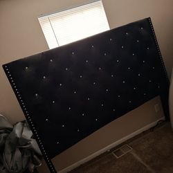 KING SIZE Suede Diamond Studied ALL Black Headboard