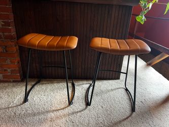 Tan Cushioned Bar Stools (2)
