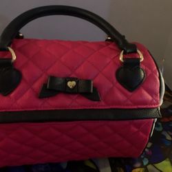 Betsy Johnson Pink White Lunch Bag Quilted Adorable 