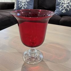 The White Barn Candle Co Red Glass Candle Holder