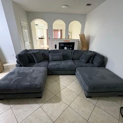 Grey sectional sofa 5 segments new u shape extra large