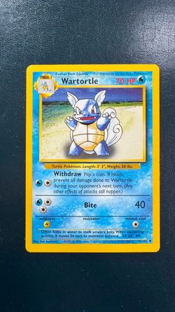vintage 1999 Pokémon TCG Base Set Wartortle #42/102 uncommon card illustrated by Ken Sugimori
