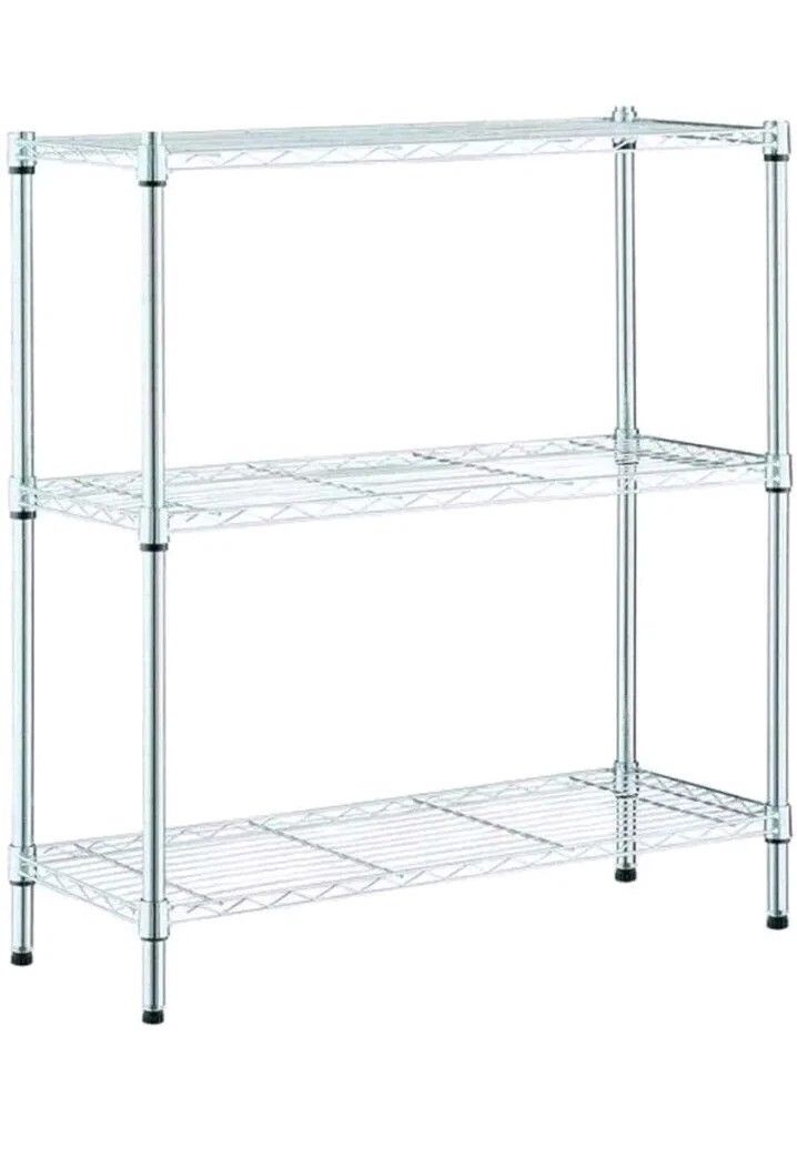 HDX 525 430 3-Tier Steel Wire Shelving Unit 30 in H x 24 in W x14 in D Chrome