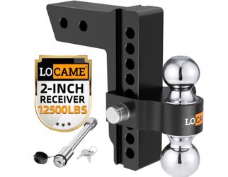 LOCAME Adjustable Trailer Hitch - 2" Receiver, 8" Drop/Rise, 12,500 LBS GTW