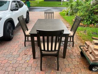 Dining table walnut wood table 4 chairs