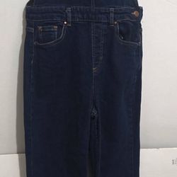 Zara Womens Size Medium Dark Blue Jean Overalls With Zipper & Wide Leg