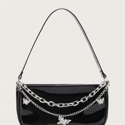 Black and silver purse