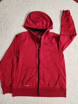 Nike Kids XL Therma-FIT Full Zip Hoodie Red Fleece Lined Sweatshirt Jacket