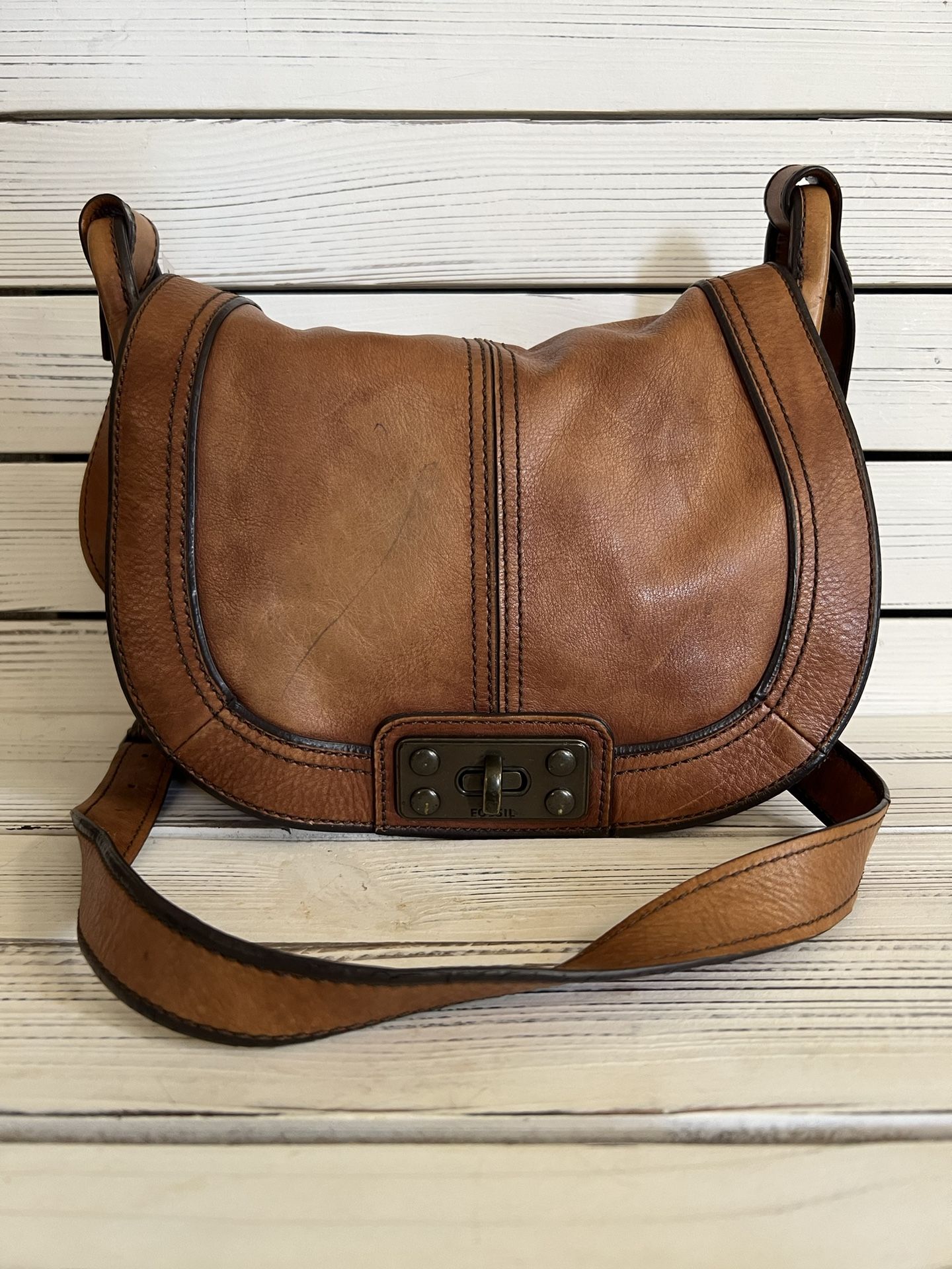 Fossil Brown Leather Shoulder Bag