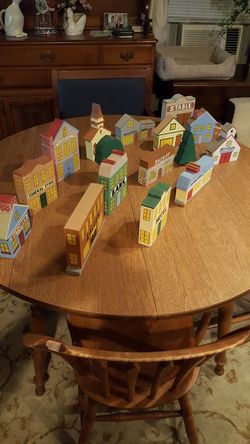 Wooden block town decor