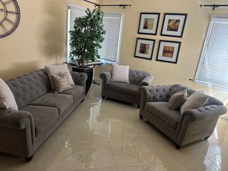 Velvet sofa and armchair set ( like new  in excellent condition )