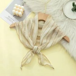 T334 new Korean cotton and linen soft tie-dyed striped triangle scarf female thin autumn fashion mixed color neck scarf