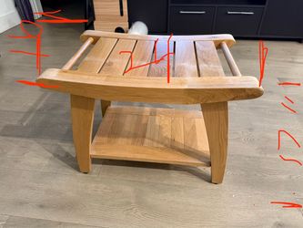 Solid Wood Spa Bench with Storage Shelf