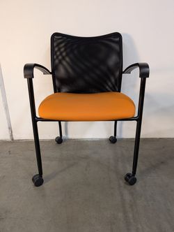 Compel Mesh Back Task Chair with Orange Fabric Seat and Casters