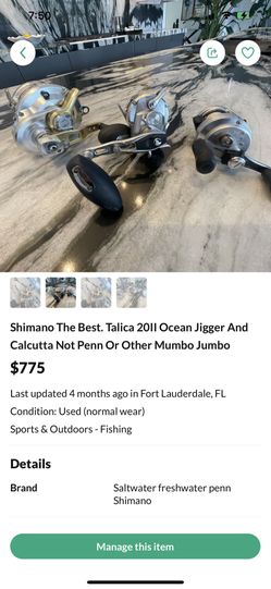 Shimano Talica II Calcutta And Ocean Jigger