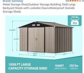 Metal Storage Shed,Outdoor Storage Building,10x8 Large Backyard Sheds with Lockable Doors,Waterproof Outside Storage Sheds📍$275  2 boxes