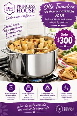 Olla Tamalera de 32 qt.princess house