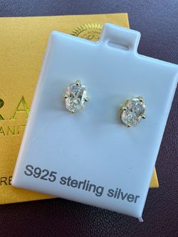 S925 Sterling Silver Moissanite Oval Stud Earrings