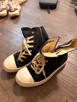 Rick Owens Ramones High Top Sneakers - Size 41 - Black/Cream