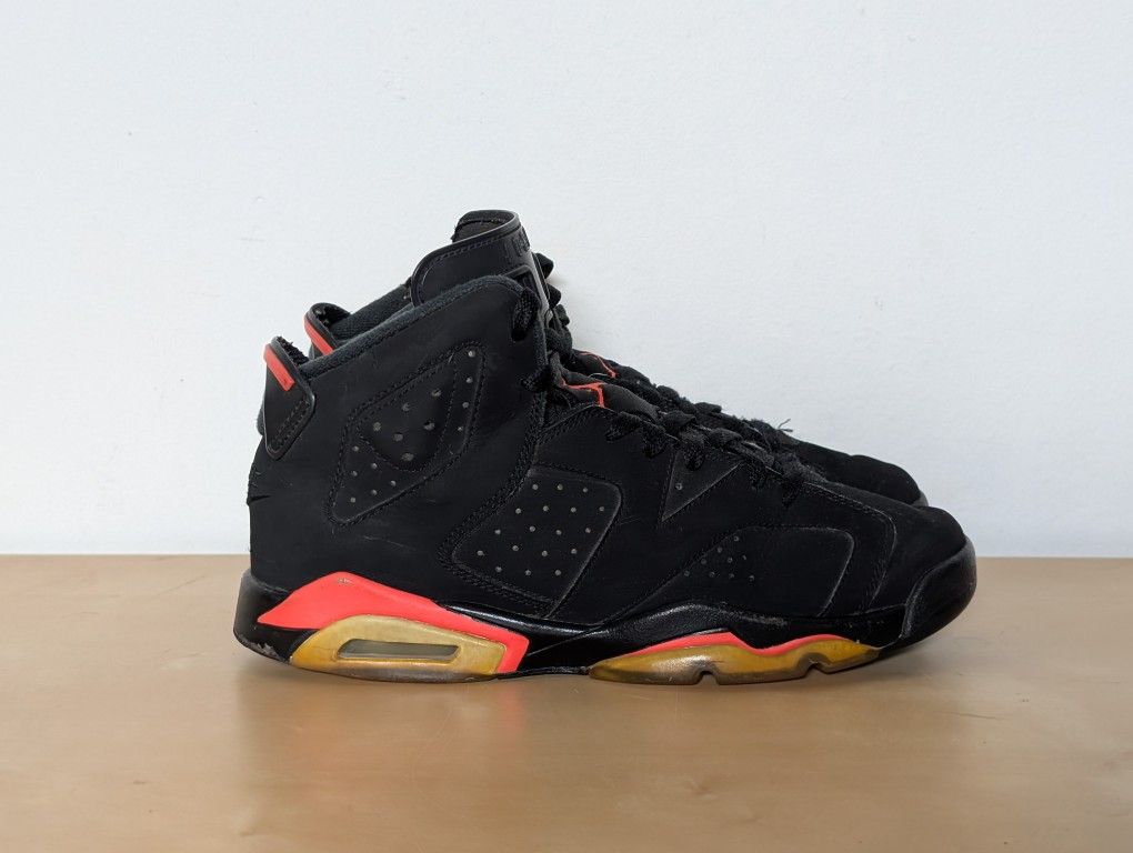 Nike Air Jordan 6 Retro Infrared 2019 GS Sneakers 384665-060 Size 6.5Y Or Womens 8 Black Red
