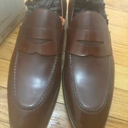Luxury Santoni Calf Leather Penny Loafers 