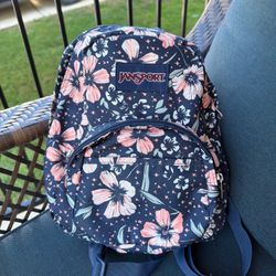 JanSport Mini Floral Print Backpack with Front Pocket