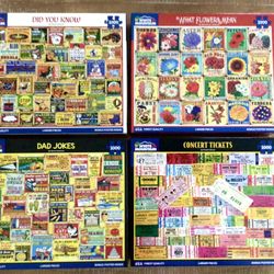 WHITE MOUNTAIN PUZZLES 1000 Pcs. - Lot Of 4 Pre-owned  - All Complete in Excellent Condition 