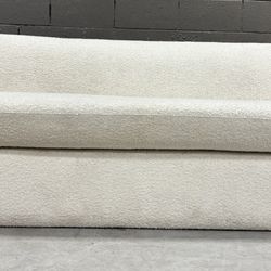 West Elm Curved Modern Sofa Couch Boucle Cozy 