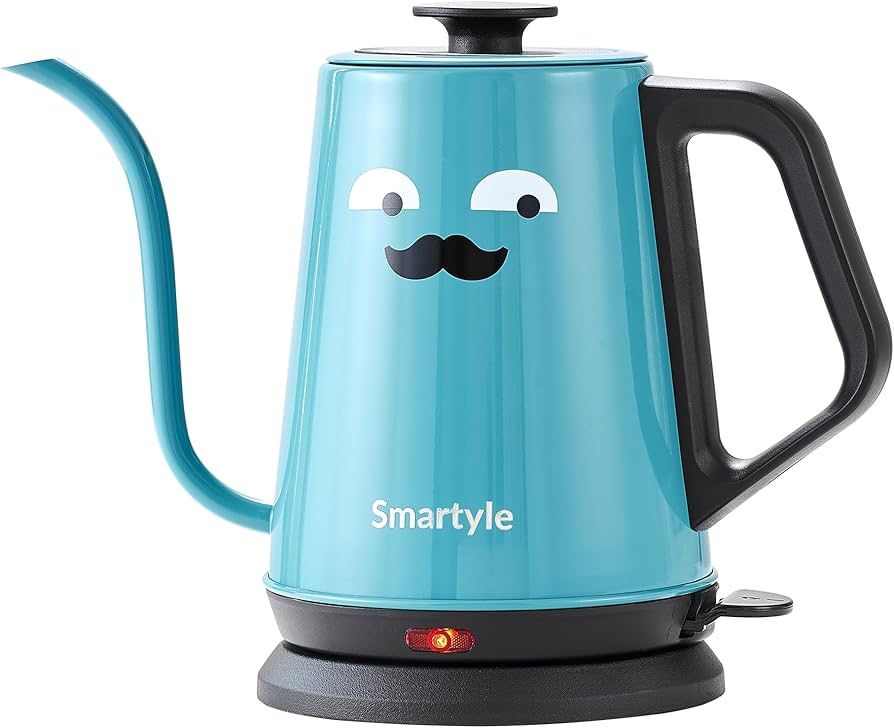 Gooseneck Electric Kettle,1.0L Colorful Electric Tea Kettle of Stainless Steel,1000W Cartoon Hot Water Kettle with Auto Shut Off,Cute Pour Over Kettle