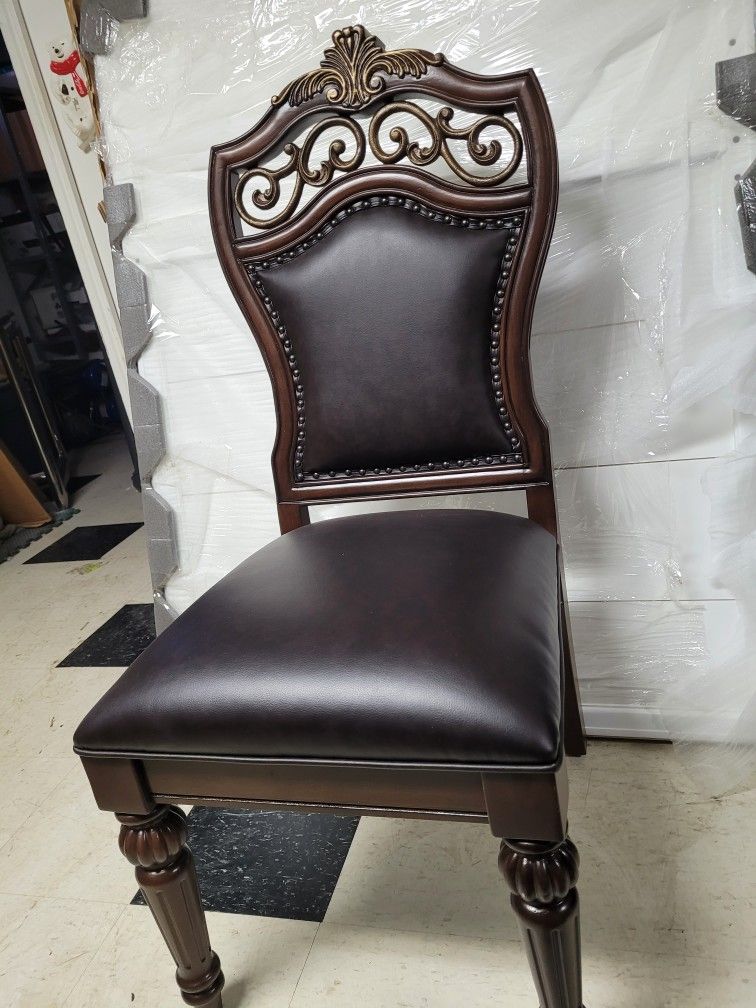 Wooden & Leather Dining Chair or Foyer Chair