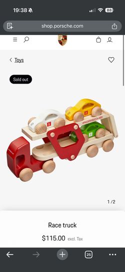 Official Porsche Wood Race Truck W Rubber Track
