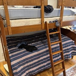 Solid Wood Bunk Bed w/ Mattresses