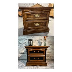 Refurbished Oak Two Drawer Side Table 