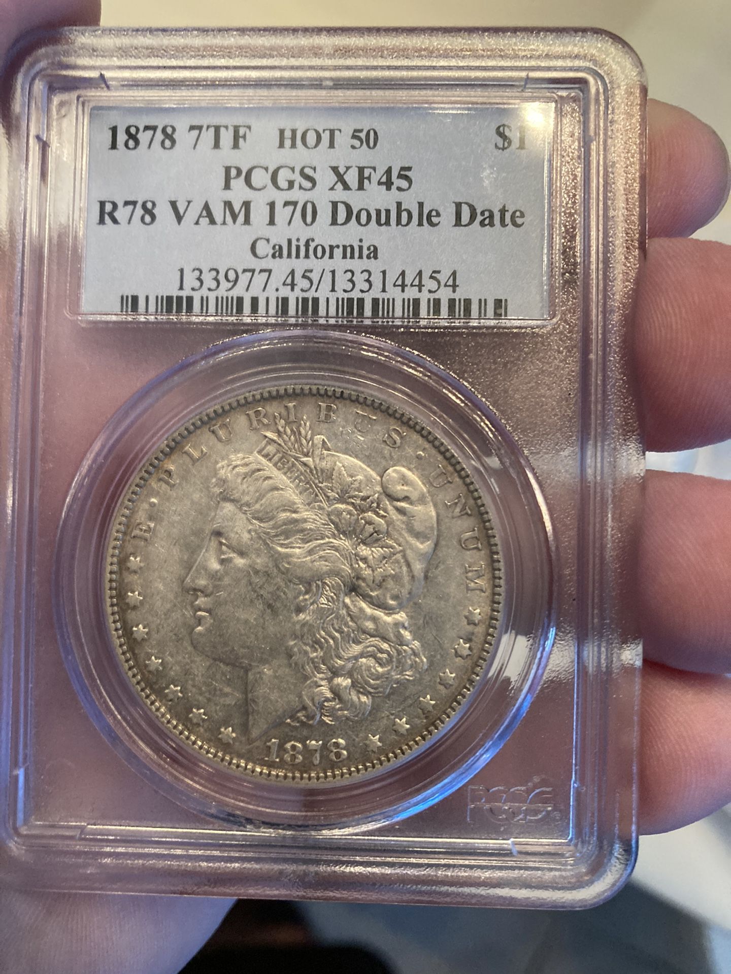 1878 7TF Morgan Silver Dollar Pcgs Xf45