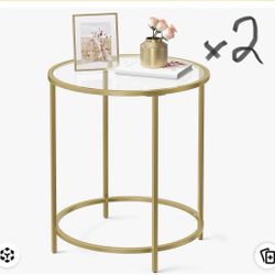 New Glass And Gold Side End Tables X2 