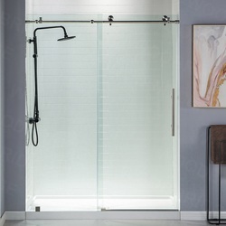 MBSDC4876-B Frameless Shower Doors 44-48" Width x 76"Height with 3/8"(10mm) Clear Tempered Glass in Brushed Nickel Finish