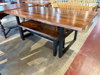 Live Edge Dining Table with One Matching Bench