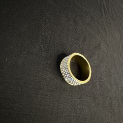 Iced Out Gold Plated Ring Sz 8 New