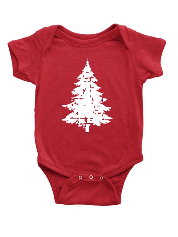 Baby Boy or Girl First Christmas Onesie, Trendy Distressed Newborn Christmas Tree Shirt
