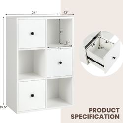 Giantex 6-Cube Bookcase with Drawers