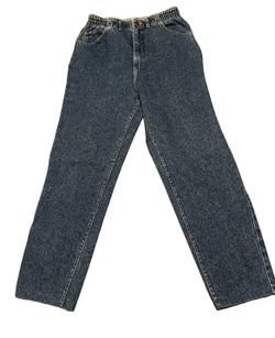 Vtg Lee High Rise Mom Jeans Women´s 12 Elastic Waist Blue Denim Tapered Leg