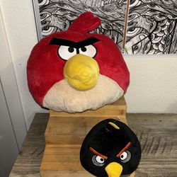 Angry birds plush bundle - red angry birds & black angry bird bundle