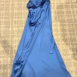 Blue Backless Long Prom Dress 